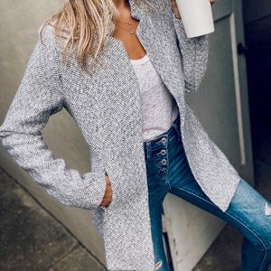 Herringbone winter blazer coat